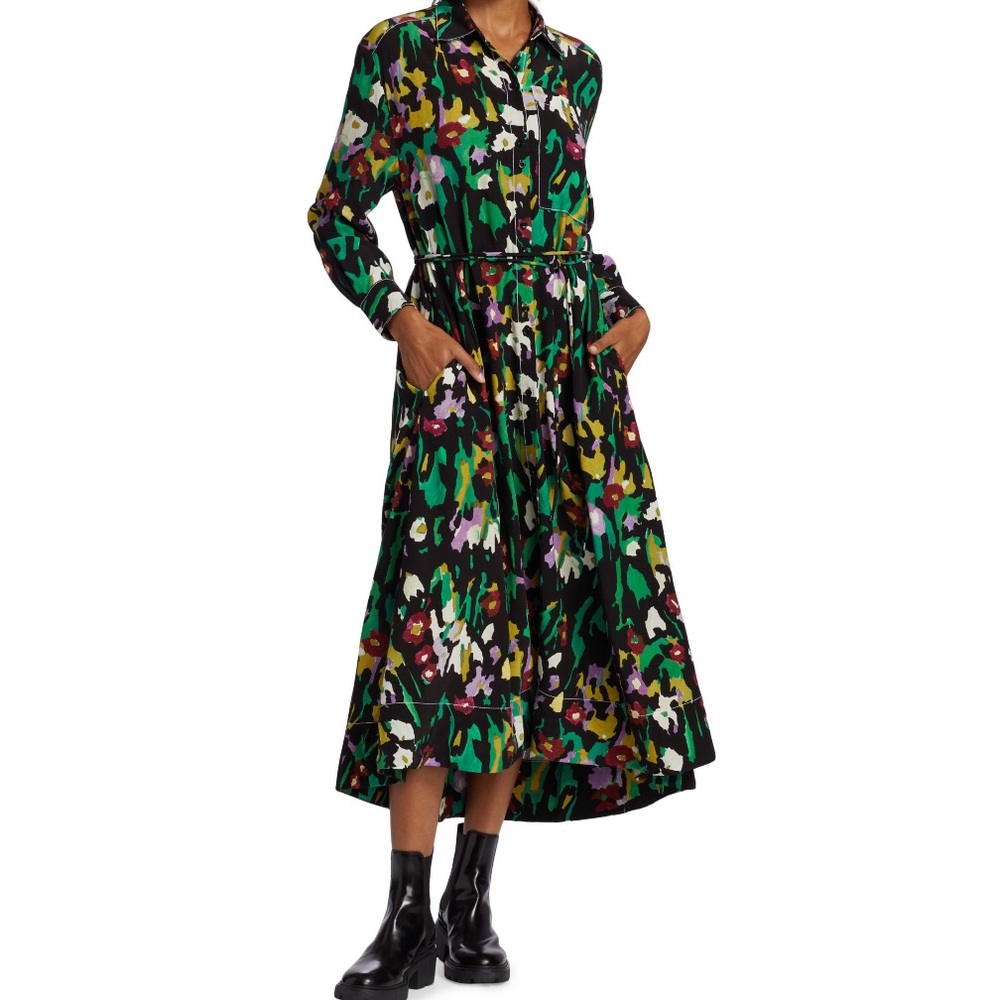 Proenza Schouler Painterly Floral Shirt Dress